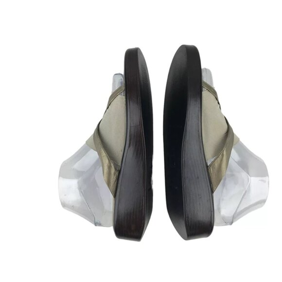 A. Marinelli Womens Brown Slip On Cross Strap Wedge Slide Sandal Size US 8.5 M - Picture 6 of 9